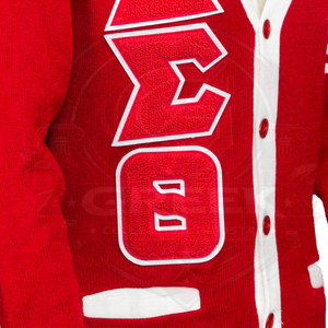 Custom |Delta||Sigma||Theta| DST Women's <b>Cardigans</b> knitted red&white stripes women's sweaters Button up Greek Letter embroidery - Product Image 2