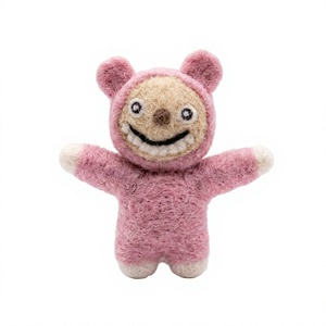 Premium Handmade Eco-Friendly Traditional Pink <b>Felt</b> Bear Doll <b>Ornament</b> Small Cartoon Wall Hanging <b>Christmas</b> Decoration - Product Image 2