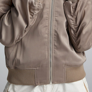 <b>Women</b> Satin Windbreaker <b>Jacket</b> Lightweight Zip Up Stand Collar Casual Outerwear Long Sleeve Smooth Finish <b>Spring</b> Fall Fashion - Product Image 4
