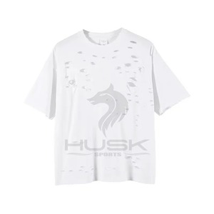 Camiseta Oversize para Hombre de Alta Gama, 100% Algodón, con Logotipo Personalizado, Estilo Urbano Tejido con Orificios de Corte Únicos, Último Diseño 2026 - Product Image 4