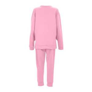 Conjunto Deportivo de Algodón Rosa para Mujer, con Capucha, Manga Larga, Color Sólido, Informal, para Invierno, Corte Regular, Cintura Elástica, Pantalones Largos, Forro Polar - Product Image 2