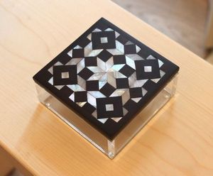 Luxury Black and White Geometric MOP Inlay Jewelry Organizer Modern Mosaic Shell Inlay <b>Small</b> Decorative <b>Box</b> for Vanity - Product Image 1