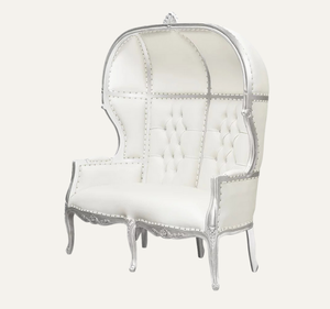 Sillón de Trono Real Moderno y Lujoso, Estructura de Madera de Caoba Sólida Blanca, Duradero, para Sala de Estar o Apartamento - Product Image 1