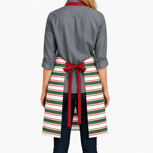100% Cotton Stripe Design Bib <b>Apron</b> High Quality <b>Apron</b> With Customized Size And Logo <b>Kitchen</b> <b>Apron</b> for Christmas. - Product Image 5