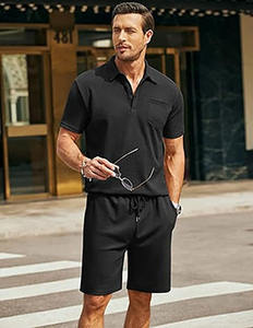 Conjunto Casual de Otoño para Hombre, Camiseta y Pantalones Cortos Bordados y Transpirables, Dos Piezas, Tela de Algodón, Corte Holgado, Suave, para Uso Diario y Playa - Product Image 3