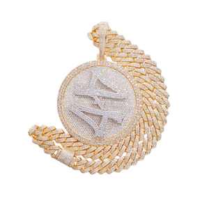 จี้เงินแท้ 925 ประดับมอสซาไนต์ทรงกลม พร้อมสร้อยแบบ Iced Out ตัวอักษรชื่อแบบจี้ห้อย  เครื่องประดับฮิปฮอป - Product Image 3