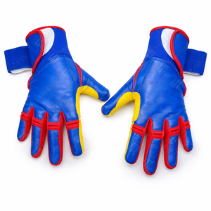 ถุงมือตีเบสบอล/ซอฟต์บอลสำหรับผู้ใหญ่และเยาวชน แบบยาว  ผสมสีน้ำเงิน แดง เหลือง  ทำจากหนัง - Product Image 4