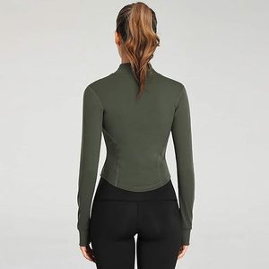 Top de Danza de Manga Larga y Cuello Alto Color Verde Oliva para Mujer, para Entrenamiento y Actuaciones - Product Image 2