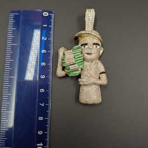 Colgante de Moissanita Money Man, Personaje de Dibujos Animados Hip Hop, Colgante de Lujo Estilo Rap, Plata de Ley 925, Joyería Fina, Colgantes y Dijes - Product Image 3