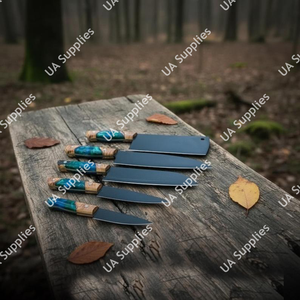 Juego de 5 Cuchillos de Chef de Acero Inoxidable Forjados a Mano con Recubrimiento en Polvo, Mango de Resina de Madera Colorida, Afilados como una Navaja, Ambidiestros y Duraderos - Product Image 4