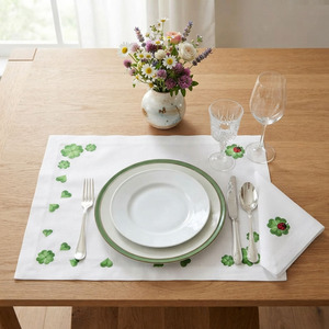 Ensemble de sets de table et de serviettes en lin 100% lavable, broderie personnalisée en gros, décoration de table pour la maison, les restaurants, les mariages et les événements - Product Image 2