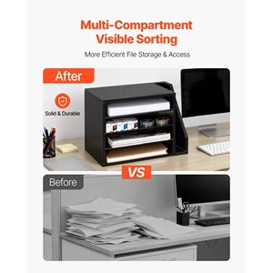 Organizzatore da Scrivania in Legno a 4 Scomparti, Smontabile, con Archiviazione Verticale per Ufficio o Cassetti - Product Image 2