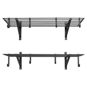 Heavy Duty 2-Tier Wall Mounted Garage Shelving Unit 2x4 ft Steel <b>Shelves</b> with <b>Hooks</b> 24x48 Inch Per <b>Shelf</b> - Product Image 1