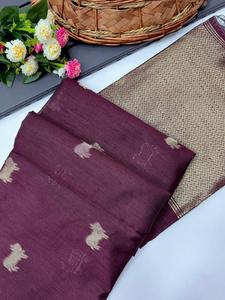 Sari indien de créateur en Khadi doux, best-seller, style ethnique chic, avec blouse tendance pour l'exportation, collection exclusive pour femmes et jeunes filles - Product Image 3