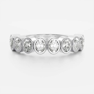 Bague en diamant de laboratoire taille ovale 1,2 carats en or jaune 14 carats, demi-éternité sertie clos, alliance de mariage, bague assortie empilable - Product Image 4
