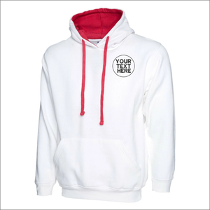 Sweat-shirt à capuche blanc pour homme, doublure rouge, en molleton de coton, décontracté, avec poches, pour l'automne, coupe classique, logo imprimé sur le devant - Product Image 3