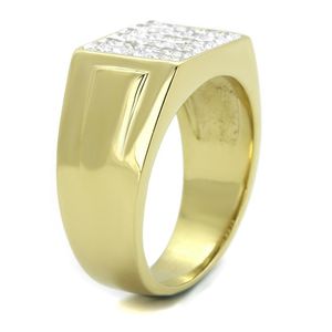 TK2048-Stainless Steel <b>Ring</b> with AAA Grade CZ IP Gold(Ion Plating) in Clear Dishes & <b>Plates</b> - Product Image 4
