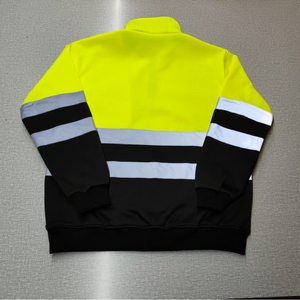 เสื้อสเวตเชิ้ตสะท้อนแสงสีเหลืองดำ ระดับความปลอดภัยสูง คลาส 2 สำหรับงานอุตสาหกรรม พร้อมซิปและแถบสะท้อนแสง - Product Image 3
