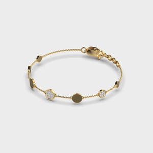 Pulsera Minimalista de Cadena Chapada en Oro con Discos con Incrustaciones de Diamantes, Diseño Geométrico, Joyería Unisex para Uso Diario - Product Image 2