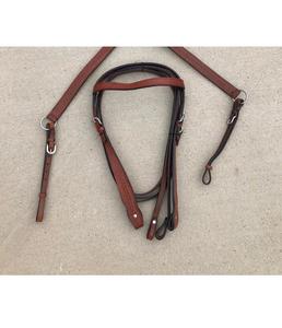 Têtière, brassard et rênes en cuir marron style western, motif gravé à la main, finitions en acier inoxydable, confortables et durables, fabriquées en Inde - Product Image 1