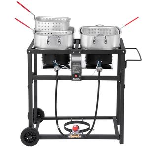 Friteuse professionnelle portable à gaz avec deux cuves de 18 litres, 2 paniers, 2 thermomètres, tension 110V - Product Image 6