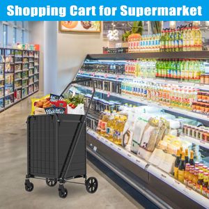 Carrello Pieghevole per la Spesa con Ruote Girevoli a 360 Gradi, Carrello Portaoggetti con Ruote Rotanti a 360 Gradi, Carrello Girevole - Product Image 4