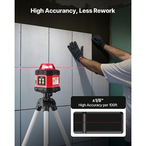 Livella Laser Rotante Autolivellante a 360 Gradi da 300m con Treppiede, Ricevitore, Telecomando e Scala - Trasmissione Laser Orizzontale a 360 Gradi - Product Image 5