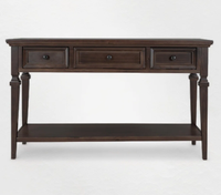 Table console en bois massif au design moderne avec 3 tiroirs, style industriel, rangement pour salon, appartement