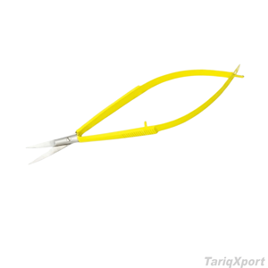 Tijeras Rectas Profesionales de Acero Inoxidable con Mango Recubierto en Amarillo para Extensión de Pestañas y Recorte de Cejas - Product Image 3