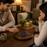 Jeu de solitaire en marbre sur plateau en bois artisanal de qualité supérieure |   Ensemble de jeux de stratégie classiques pour enfants et adultes, tablette éducative de voyage