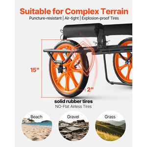 Carrello per Kayak e Canoa con Pneumatici in Gomma Piena da 15 Pollici, Capacità di Carico 150 Kg, Smontabile con Cavalletto, Accessorio 100% Originale - Product Image 2