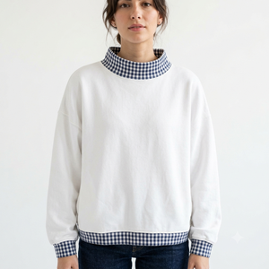 Women 100% Cotton Material Blank Oversized <b>Mock</b> <b>Neck</b> Sweatshirt Casual Streetwear Pullover <b>Top</b> - Product Image 1