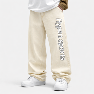 Jeans de mezclilla tejida High Street para hombre, últimos diseños, corte holgado, personalizados, con parches, pierna recta, vintage, lavados - Product Image 4