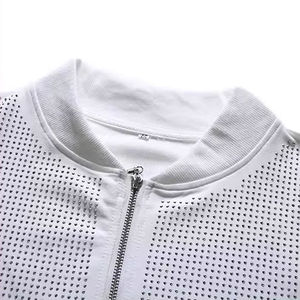 Mens <b>White</b> Rhinestone 100% Cotton Windproof Tracksuit Set Full Zip Jacket <b>Jogger</b> Pants Luxury Streetwear Casual Sportswear - Product Image 3