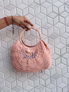 โครเชต์ฤดูร้อนชายหาดฟางกระเป๋าโบฮีเมียนTote Handmadeออกแบบใหม่ผู้หญิงกระเป๋าสไตล์หญ้าทะเลรอบกระเป๋า - Product Image 3