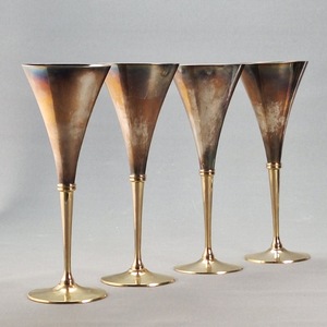 Factory Direct Handmade Brass Champagne Flutes Vintage Style Long Stem Metal <b>Goblets</b> Set Of 2 For Party - Product Image 5