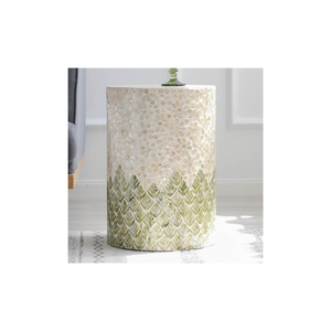 Mesa de Centro Decorativa de Lujo con Incrustaciones de Nácar Hechas a Mano, Diseño Floral, Redonda, con Incrustaciones de Hueso - Product Image 5