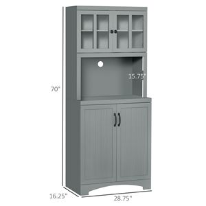 Modern Freestanding Kitchen Pantry Cabinet with <b>Tall</b> <b>Storage</b> Glass Framed Door for Microwave Space Accent Kitchen Furniture - Product Image 3