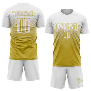 Uniforme de Fútbol Geométrico Moderno Blanco y Dorado, Conjunto de Camiseta de Fútbol para Hombre, Patrón de Píxeles Sublimado, Transpirable, Ropa Deportiva de Entrenamiento - Product Image 1