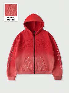 Mens oversized rhinestone Acid Washed Hoodies <b>Zip</b> <b>Up</b> <b>hoodie</b> streetwear gym wear casual fashion heavy weight pullover <b>hoodie</b> - Product Image 5