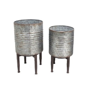 Jardinières galvanisées très vendues pour la maison, l'hôtel, le bureau, le jardin - Ensemble de 2 jardinières galvanisées pour la décoration de sol et l'utilisation en jardin. - Product Image 6