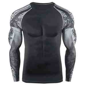 Rashguard à manches longues de couleur personnalisée pour hommes, en polyester, pour l'entraînement MMA - Product Image 2