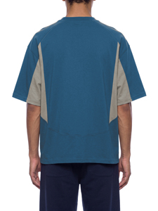 Camiseta de Manga Corta con Cuello Redondo para Hombre, Corte Holgado, Diseño Color Block, Tejido de Punto, 100% Algodón, Antiarrugas, Transpirable, Casual, Azul - Product Image 4