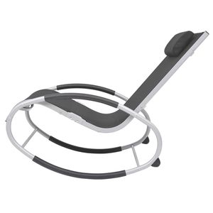 Fauteuil à bascule en aluminium noir et gris avec structure en fer et textilène - Product Image 3