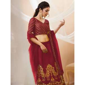 Jolis vêtements de mariage en soie à paillettes rouges Lehenga Choli avec Dupatta - Product Image 4