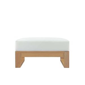Modern Eco-Friendly Durable Rillo Wooden <b>Ottoman</b> with White Fabric Seat Victorian Style Foot <b>Stool</b> for Living Room Furniture - Product Image 3