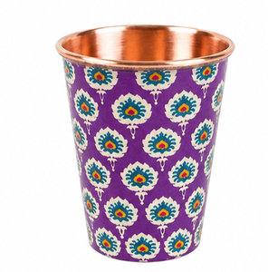 Gobelet en cuivre jaune moutarde à motif floral et médaillon turquoise, tasse décorative en émail pour la maison, l'hôtel, le restaurant et la salle à manger - Product Image 6