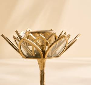 Portavelas de Latón con Flor de Loto Dorada de Lujo, Hecho a Mano, Ecológico, Duradero, Decorativo para Navidad, Pascua, Decoración del Hogar, Arte de Mesa - Product Image 5