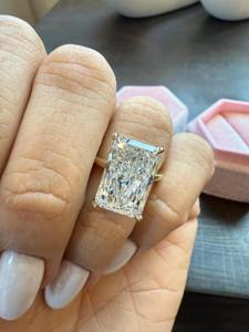 Radiant Cut Moissanite Diamond Engagement <b>Ring</b> 925 <b>Silver</b> Gold <b>Solitaire</b> plated Gemstone <b>Ring</b> for Women - Product Image 3
