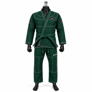 Kimono de BJJ al por Mayor, Uniforme Verde 100% Algodón, Corte Regular, Ropa de Artes Marciales para Adultos con Logotipo en la Manga Izquierda - Product Image 1